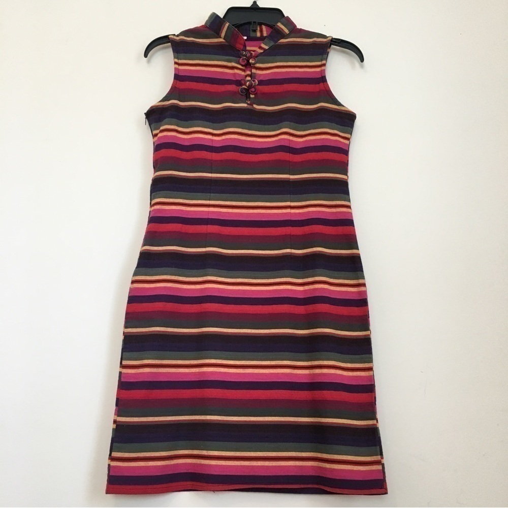 Vintage 80's strips Sleeveless Midi Dress